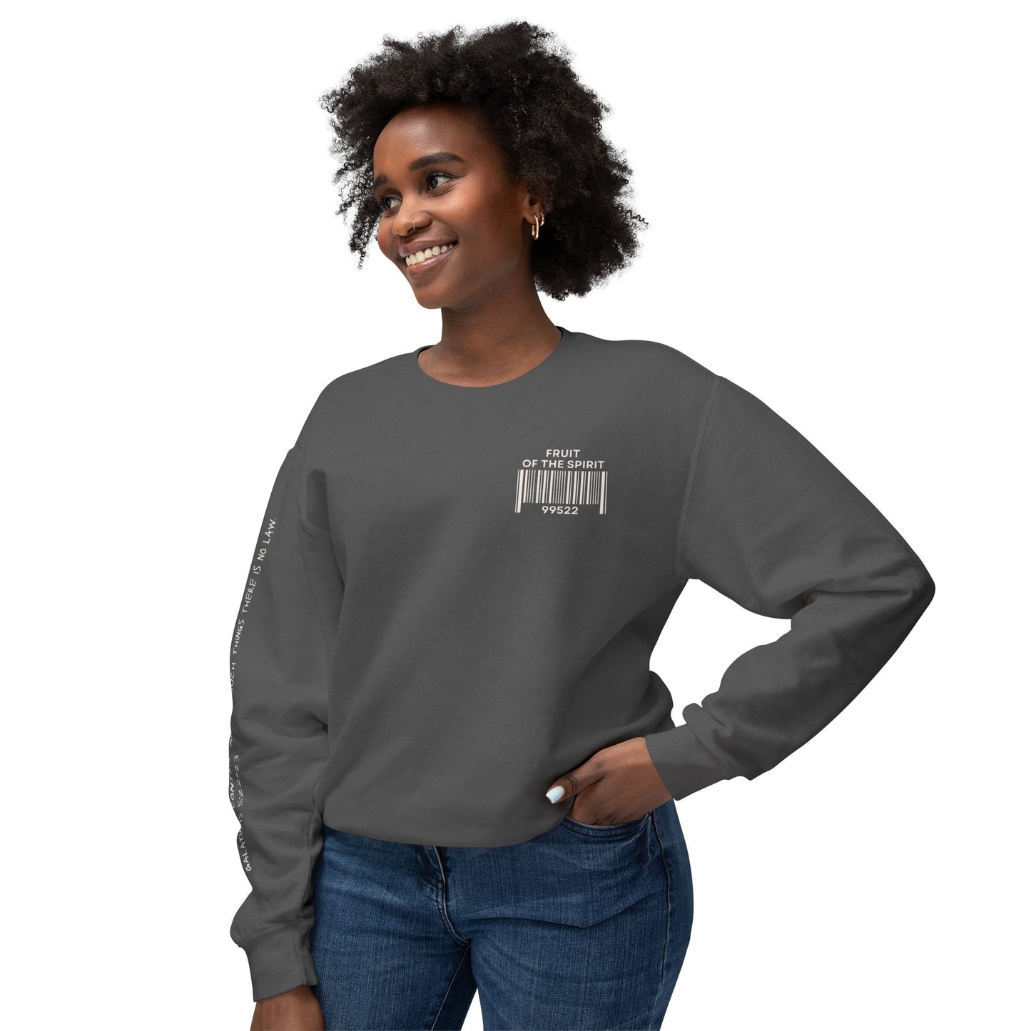 Fruit of the Spirit "Bar Code" Unisex Lightweight Crewneck Sweatshirt