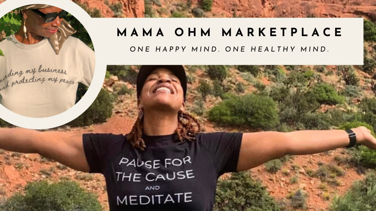 Black woman smiling in meditation t-shirt